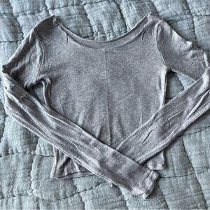 Grey boat neck crop long sleeve